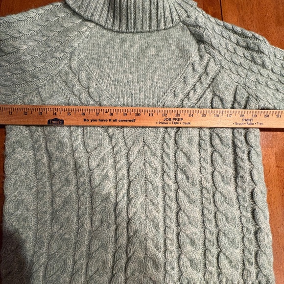 Style & Co Turtleneck Sweater Cable Knit Green with Metallic Thread Size S - Picture 6 of 9